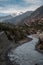 Marshyangdi river valley by Upper Pisang village and surrounding mountains