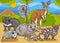 Marsupials animals cartoon illustration