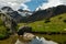 Martell valley in South Tyrol on a partly cloudy day in summer