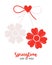 Martenitsa, amulet. Martisor holiday. Red and white thread flowers. tradition meeting of early spring.