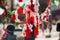 Martentisa and Bulgarian flag colors hanging at blurred background