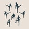 Martial arts active women silhouettes