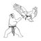 Martial arts . Bear and eagle.