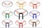 Martial arts belts with different rank colors. Set of vector karate, taekwondo, judo, jujitsu, kickboxing or kung fu belts