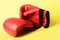 Martial arts and heavy weight sports with red boxing mittens