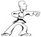 Martial Arts Karate Guy Cartoon Vector Black Line Drawing Illustration