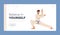 Martial Arts Landing Page Template. Young Man Karateka Wearing Kimono Uniform and Blue Belt Presenting Karate Fight