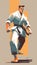 Martial Arts Mastery: An Artistic Jiu Jitsu Fighter Illustration