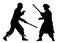 Martial fight arts. Battle swords. Silhouette vector.