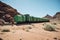 Martian Green Train transports life to new worlds. A futuristic vision of colonization. Generative AI