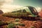 Martian Green Train transports life to new worlds. A futuristic vision of colonization. Generative AI