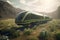 Martian Green Train transports life to new worlds. A futuristic vision of colonization. Generative AI