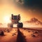 Martian rover on planet mars. Generative AI