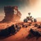 Martian rover on planet mars. Generative AI