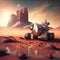 Martian rover on planet mars. Generative AI