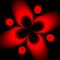Martian star. Four-petal three-dimensional mandala in red and black