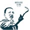 Martin Luther King Jr. Day greeting card background. Martin Luther Jr. King Portrait