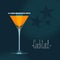 Martini cocktail glass with orange drink vector