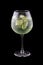 Martini cocktail, tonic and cucumber on a dark background. Isolated