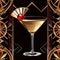 Martini cocktails, alcoholic drinks retro vintage elegant art deco style illustration