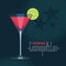Martini glass with Cosmopolitan cocktail vector