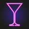 Martini glass glowing pink neon of illustration