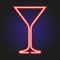 Martini glass glowing red neon of illustration