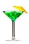 Martini glass with green coctail isolated on white