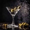 martini glass with luxury martini cocktail and olives.Generative AI