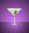 Martini glass with olives