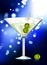 Martini glass with olives internet background