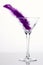 Martini glass with purple feather