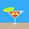 Martini Glass Tropical Vacation Palm Tree Ocean