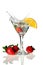 Martini Glass with wedge of lime and strawberries