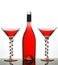 Martini glasses and red wine