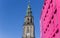 Martini tower and pink building in the center of Groningen