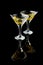 Martini vermouth drink isolated on black background