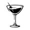 Martini vermouth goblet with olive