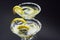 Martinis with sugar crust, lemon and peels