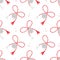 Martisor talismans, gifts, traditional accessories and dots vector seamless pattern background for Martisor holiday celebration.