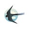 Martlet flying with wide open wings. Barn swallow in blue sky with clouds. Wild bird. Flat vector icon