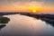 Martwa Wisla river by the Baltic Sea at sunset, Sobieszewo. Poland