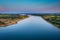 Martwa Wisla river by the Baltic Sea at sunset, Sobieszewo. Poland