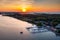 Martwa Wisla river by the Baltic Sea at sunset, Sobieszewo. Poland