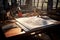 Marvel at an architects drafting table with