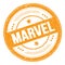 MARVEL text on orange round grungy stamp