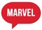 MARVEL text written in a red speech bubble