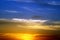 Marvellous vivid sunset or sunrise partially cloudy sky for using in design as background.