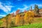 Marvelous autumn scene of magnificent  Santa Maddalena village in Dolomites