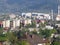 Marvelous cityscape panorama of european Bielsko-Biala city and countryside landscape at Beskids in POLAND